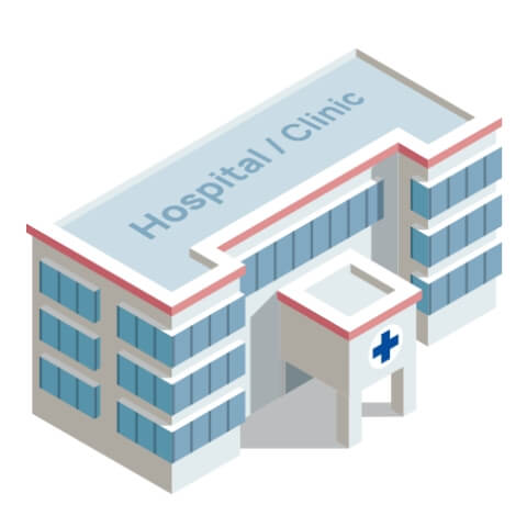 pharmacy associated with a clinic or hospital